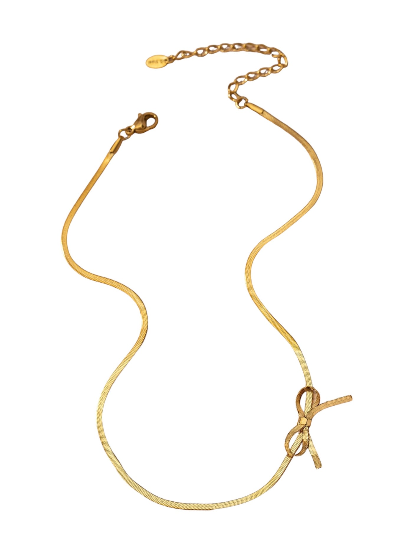 Herringbone Chain Bow Choker Necklace