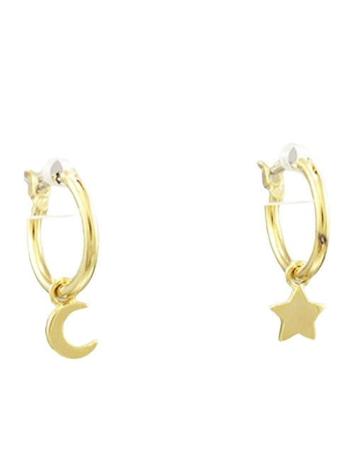 Brass Star Huggie Hoops