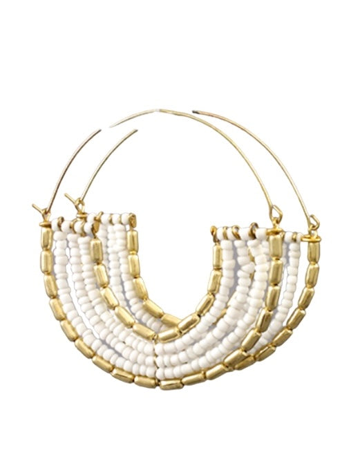 Half Beaded Hoop Earrings