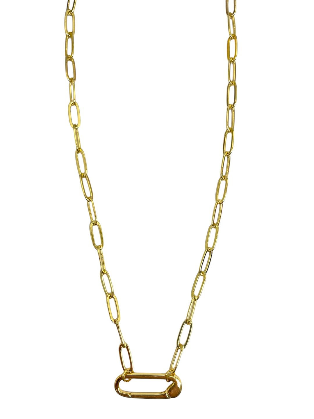 Charm Necklace Paperclip Chain with Plain Lock