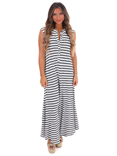 Bad At Love Stripe Jumpsuit