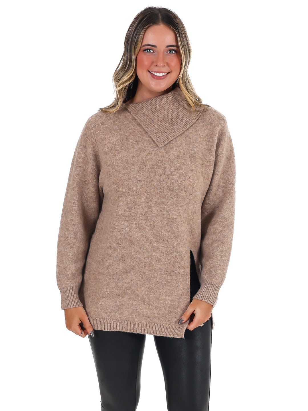 Right on Schedule Mock Neck Sweater