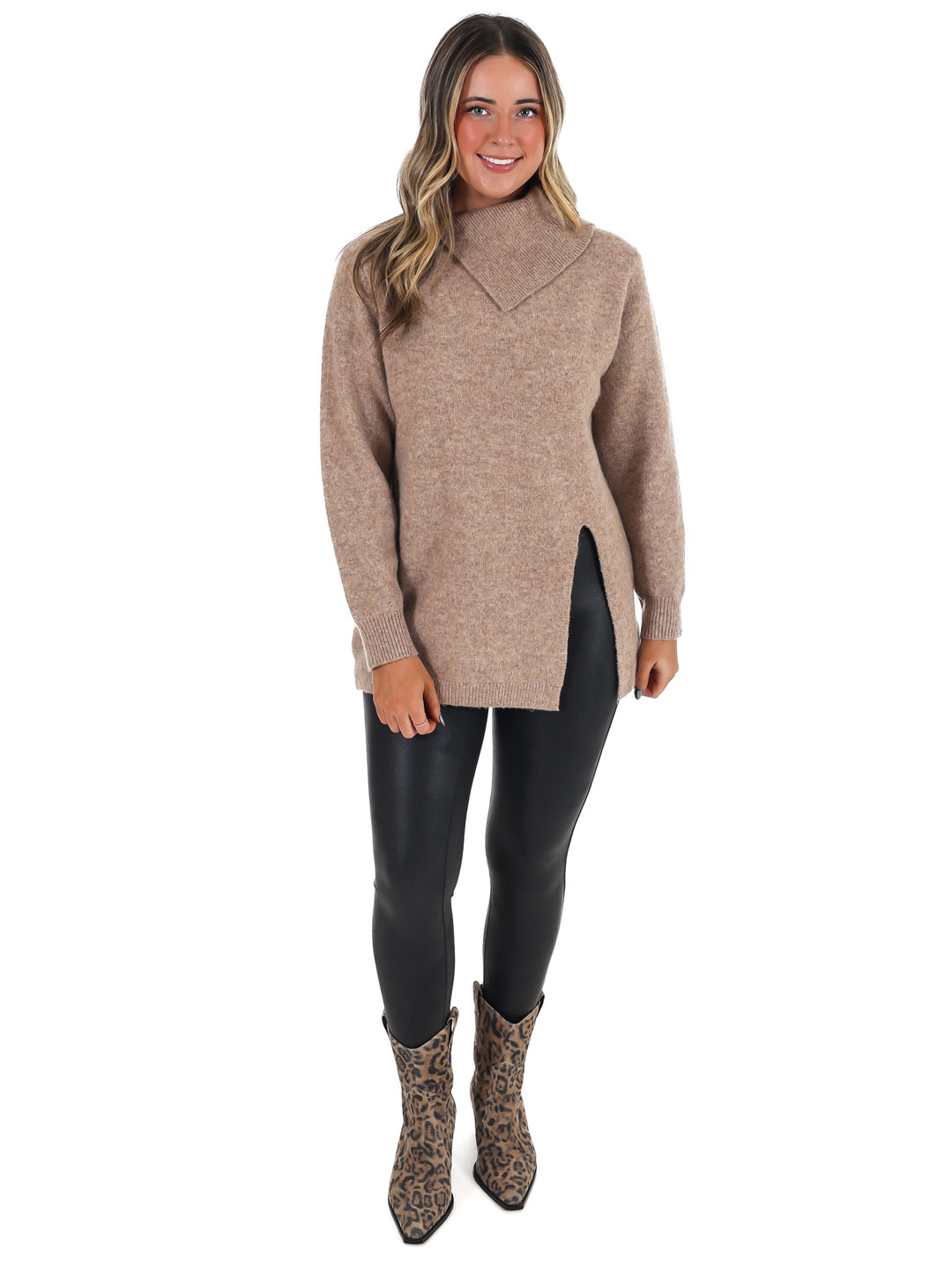 Right on Schedule Mock Neck Sweater