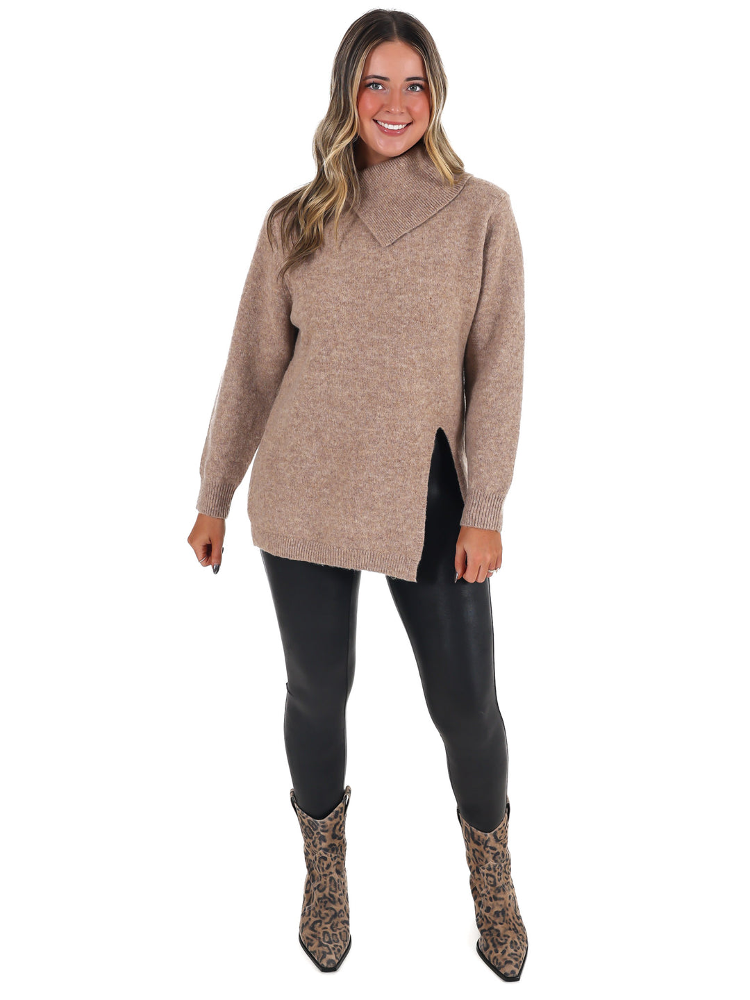 Right on Schedule Mock Neck Sweater