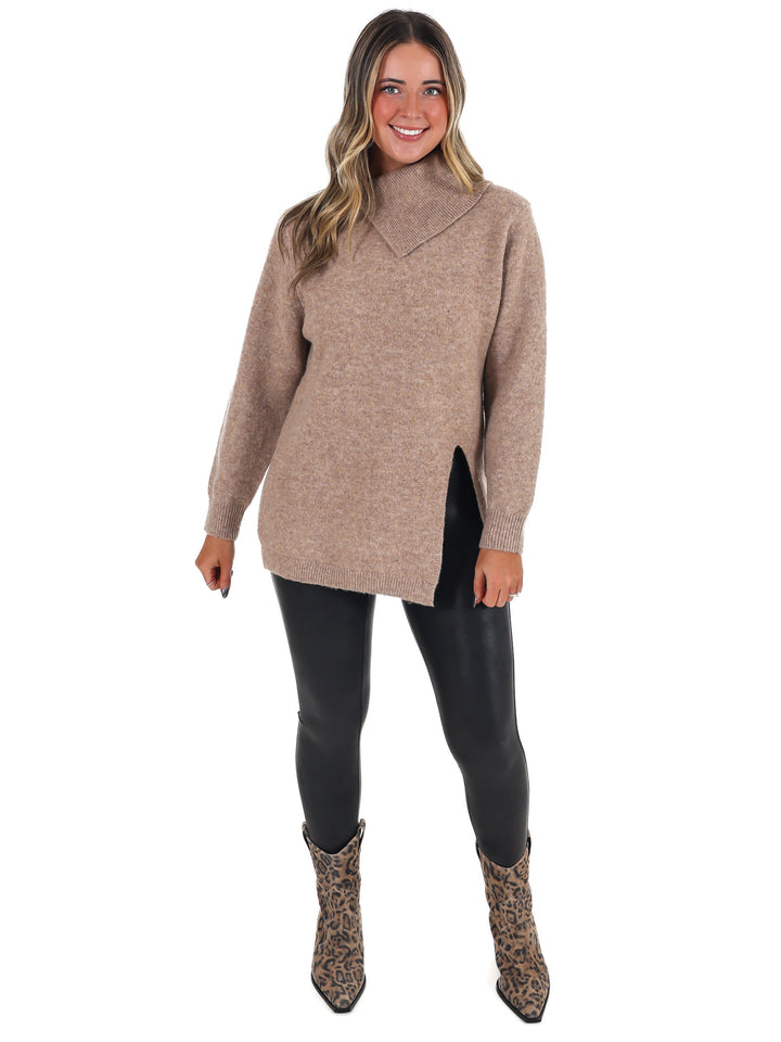 Right on Schedule Mock Neck Sweater