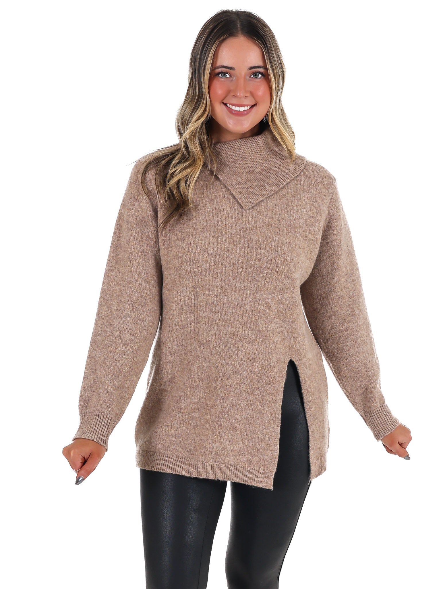 Right on Schedule Mock Neck Sweater – Josie's Boutique