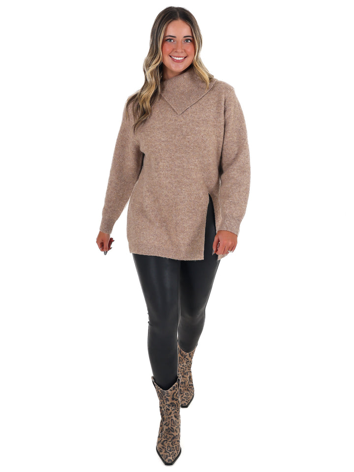 Right on Schedule Mock Neck Sweater