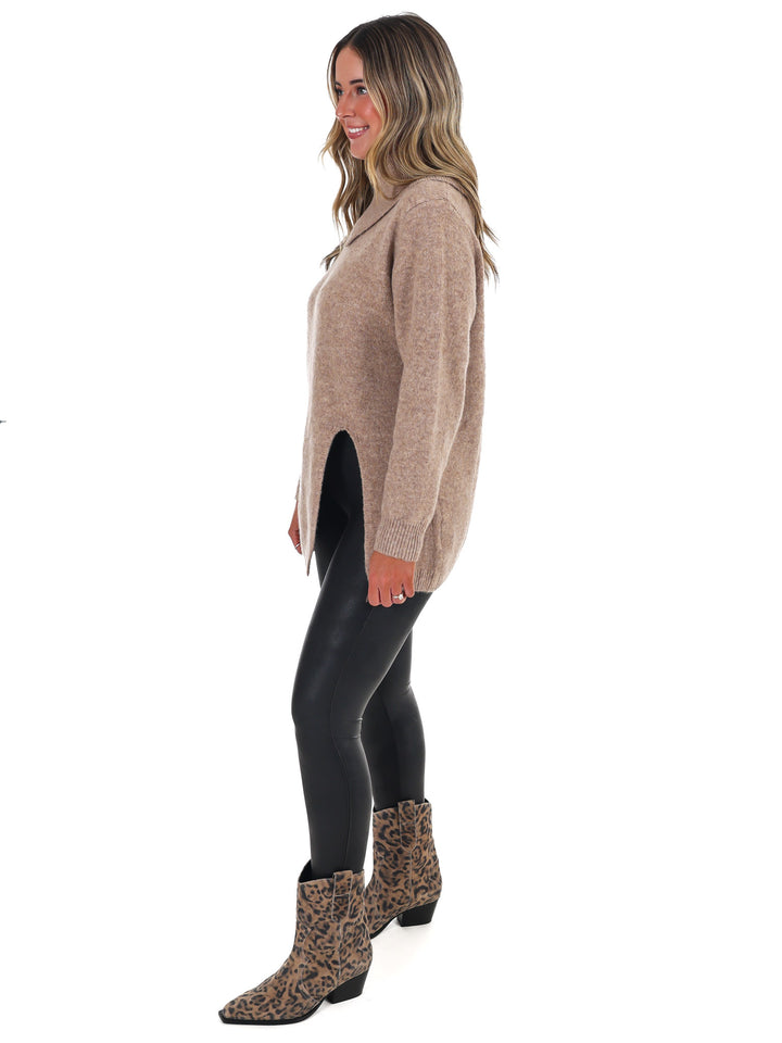 Right on Schedule Mock Neck Sweater