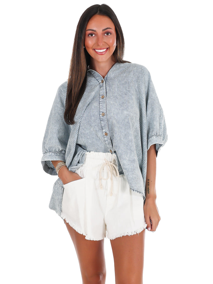 Prairie Skys Striped Button Down Top