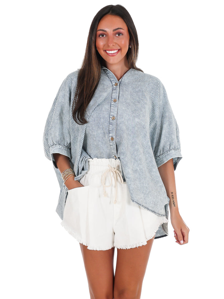 Prairie Skys Striped Button Down Top