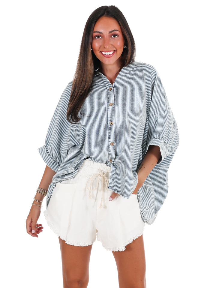 Prairie Skys Striped Button Down Top