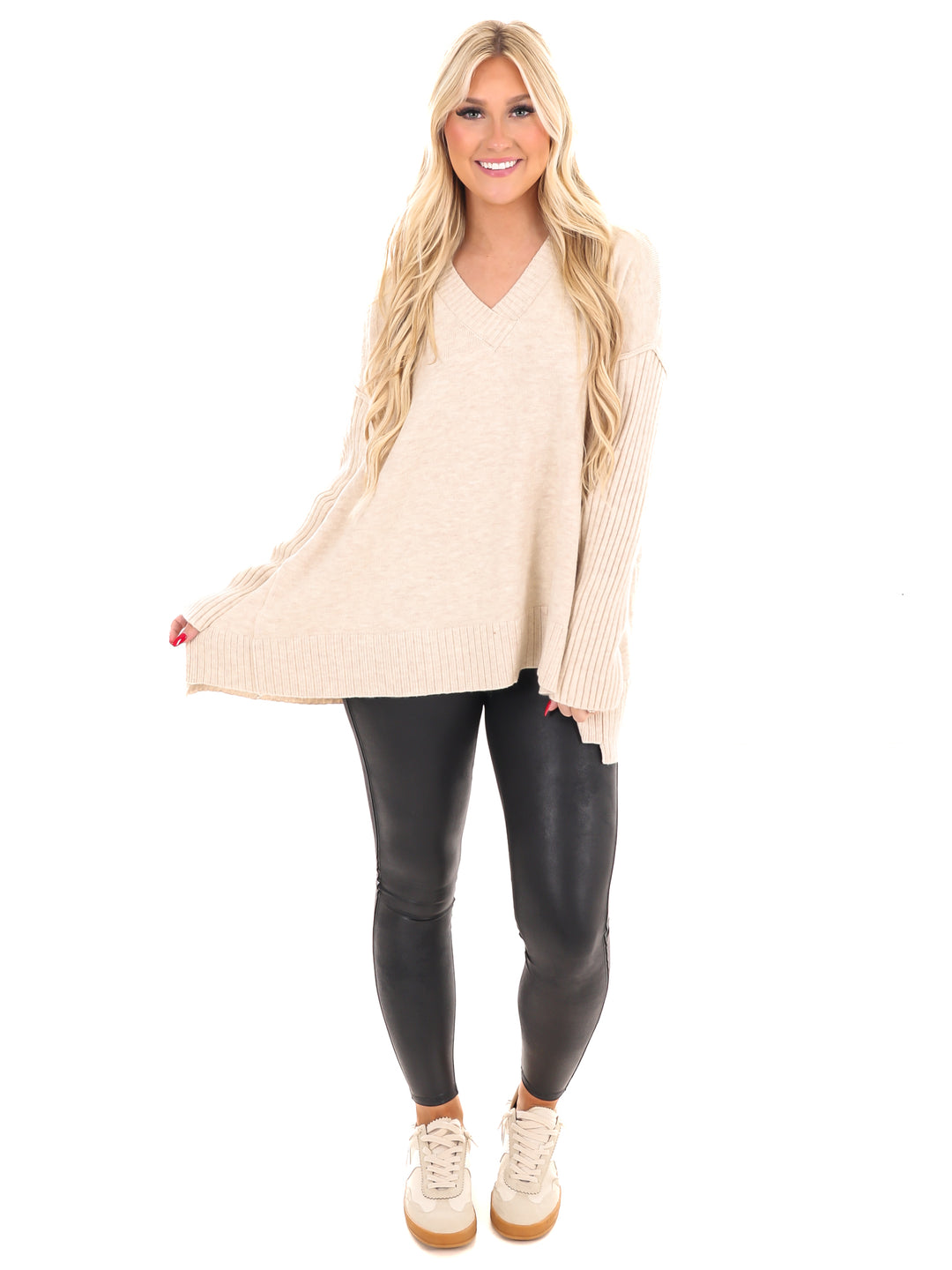 Find the Answer Oversized Ribbed Sweater