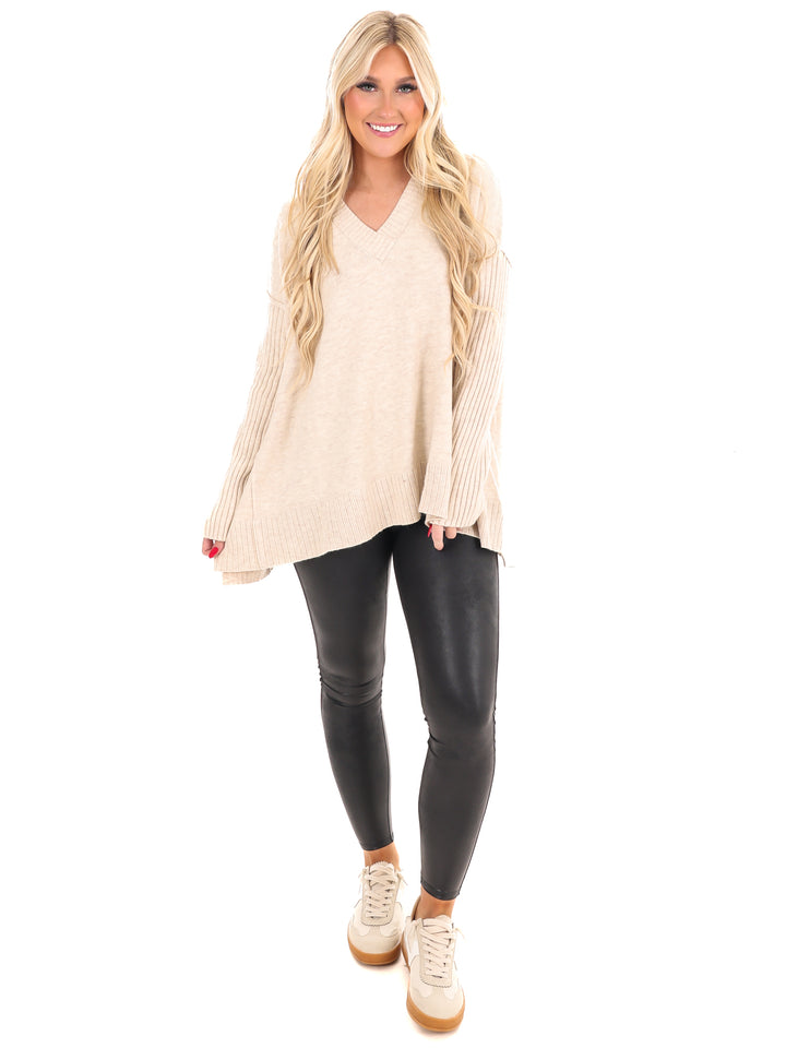 Find the Answer Oversized Ribbed Sweater