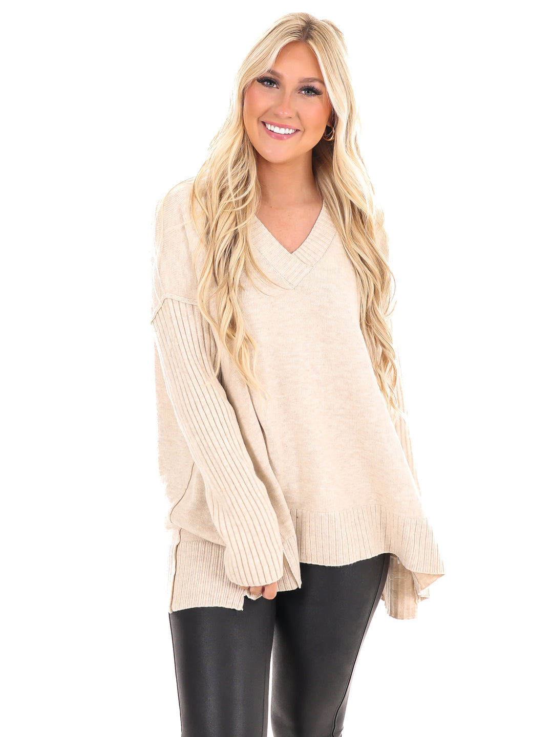 Find the Answer Oversized Ribbed Sweater