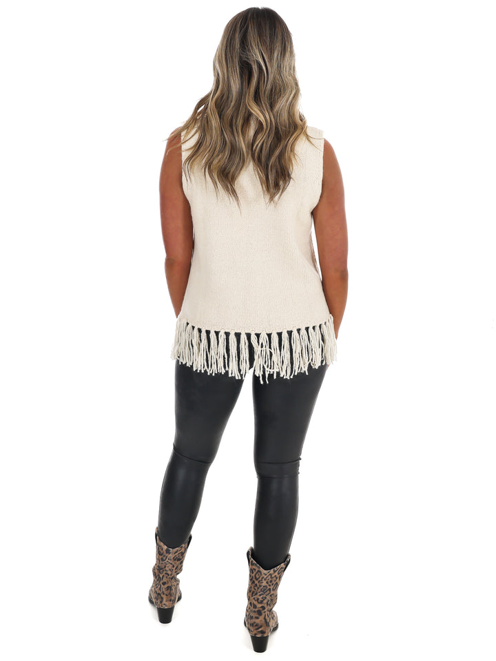 Fringe Sleeveless Sweater Top