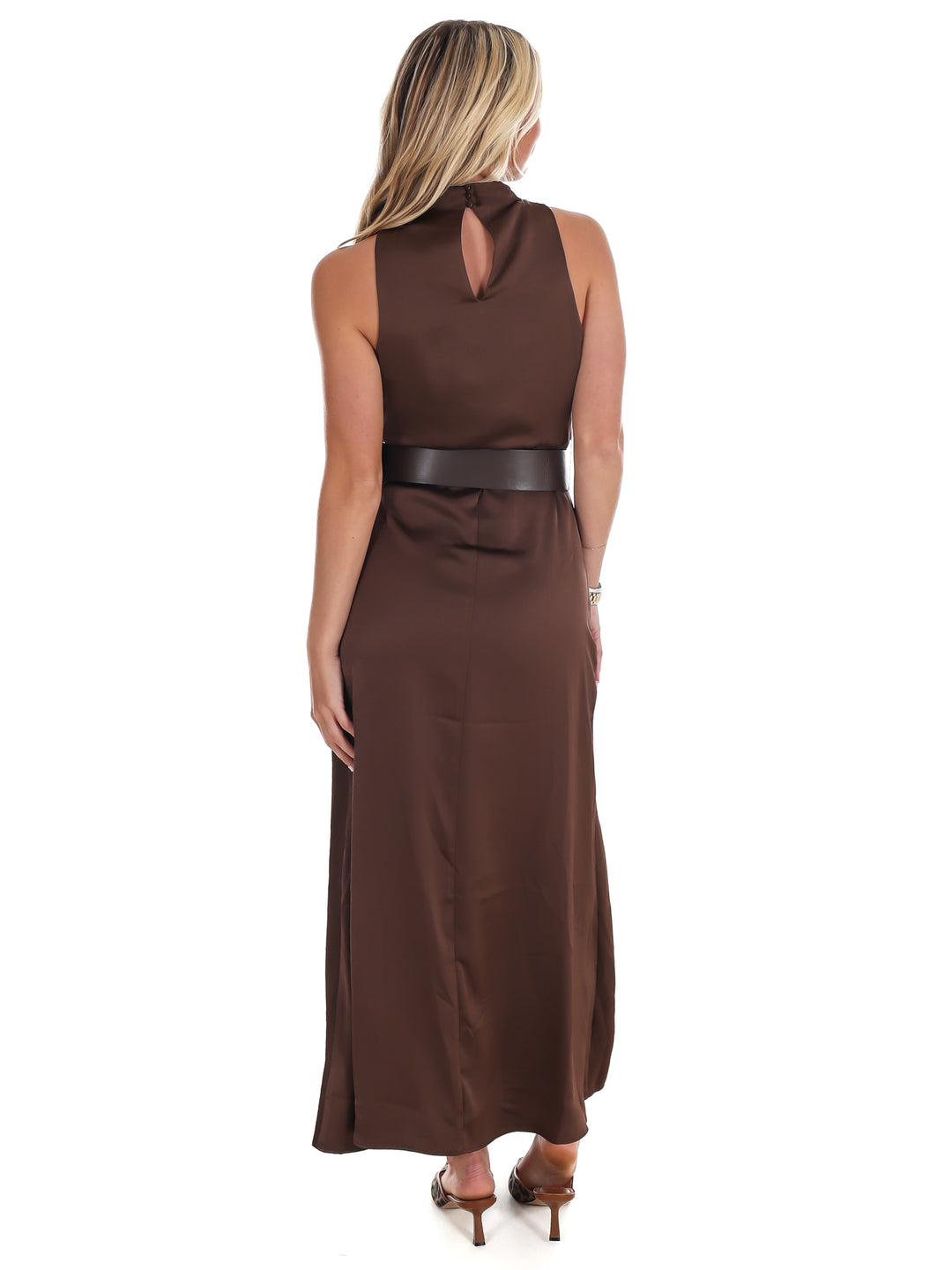 Runway Romance Belted Satin Dress