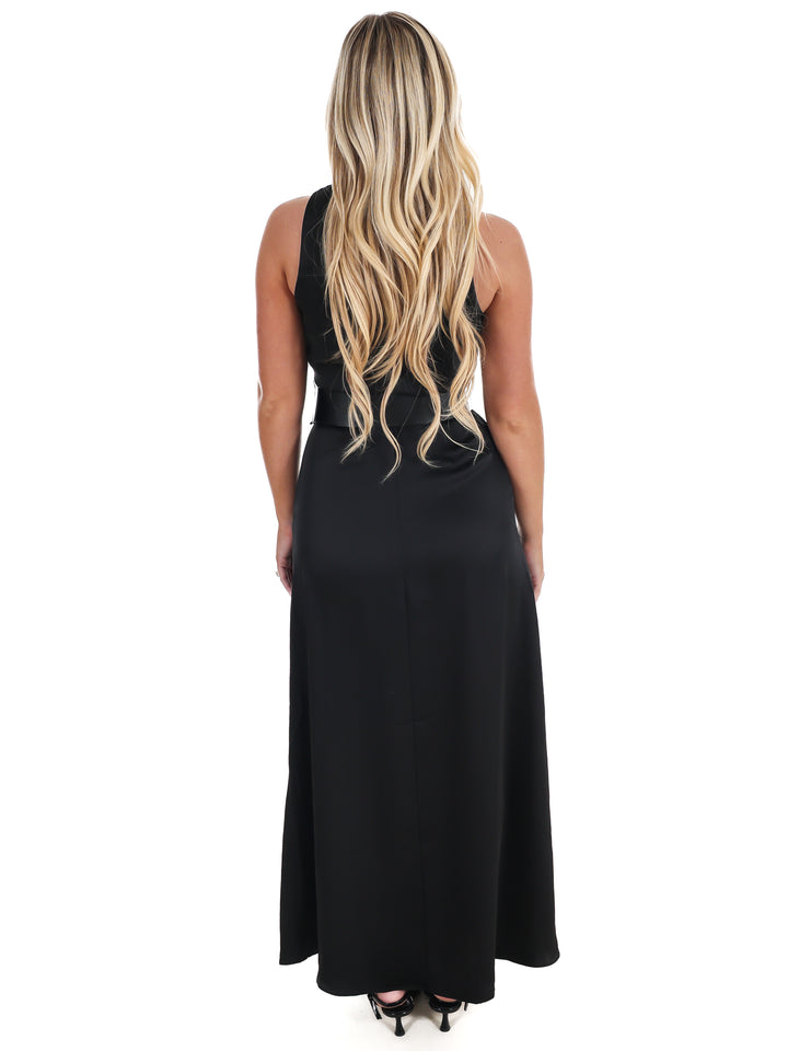 Runway Romance Belted Satin Dress