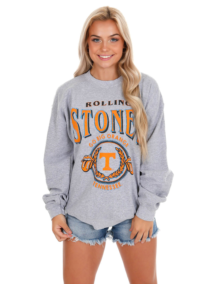 Rolling Stones Tennessee Volunteers College Seal Thrifted Sweatshirt