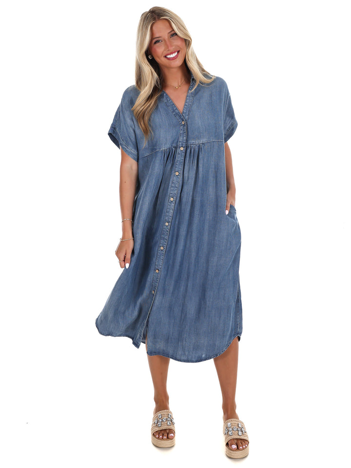 Where We Left Off Denim Midi Dress