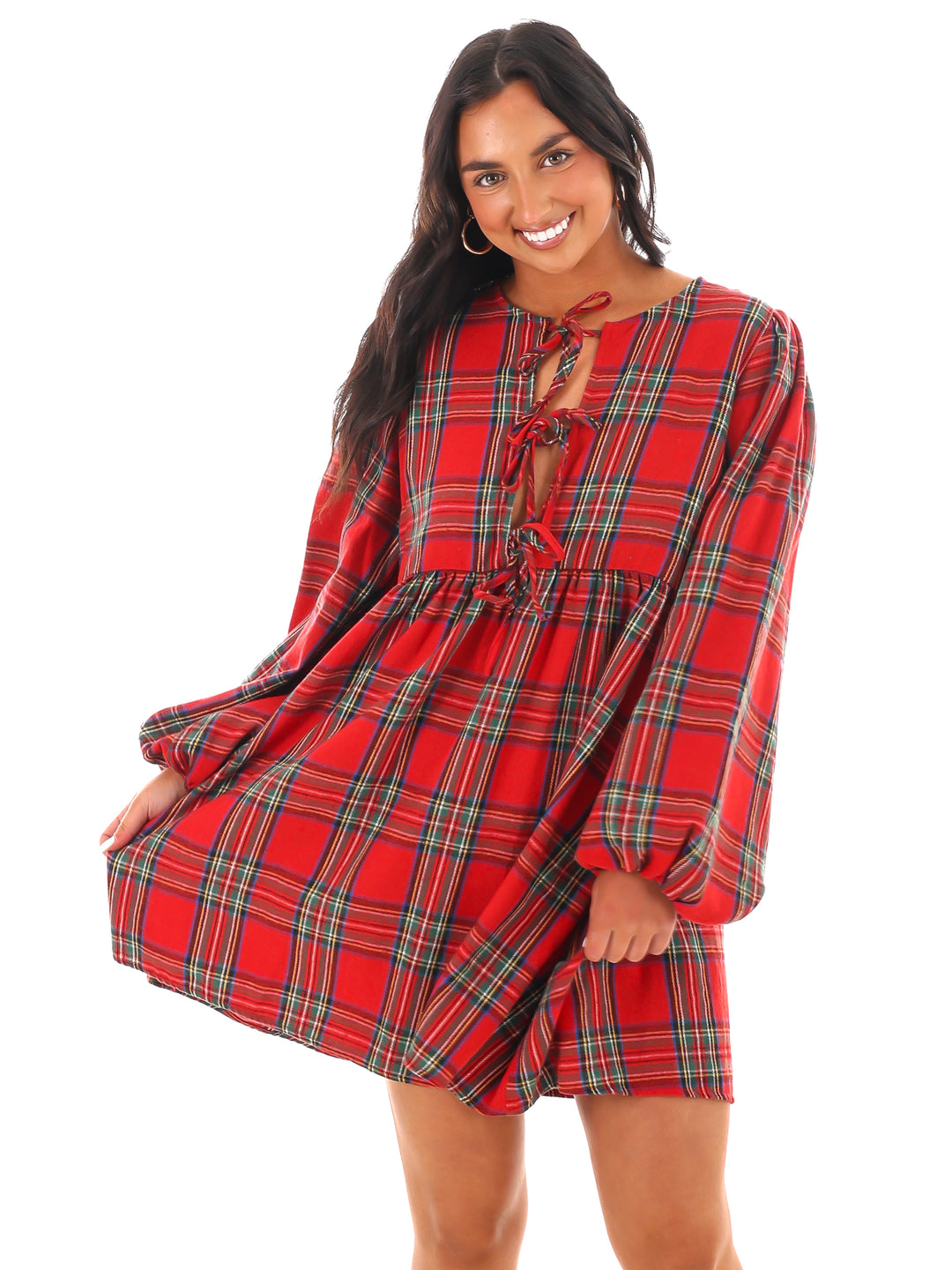 All Is Calm Plaid Mini Dress