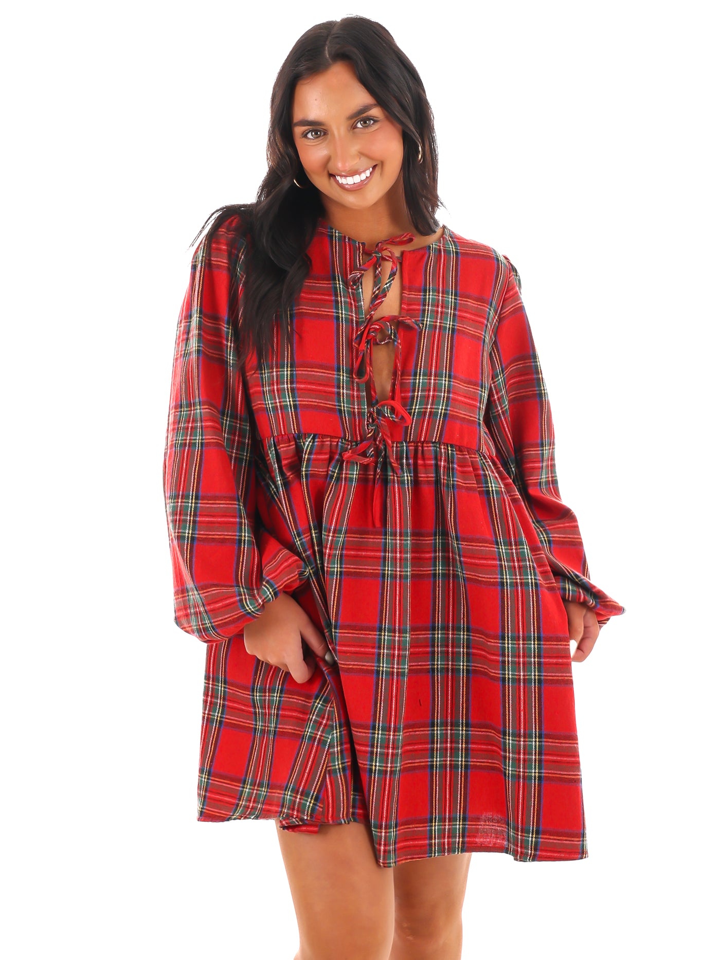 All Is Calm Plaid Mini Dress