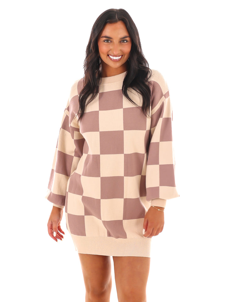 Easy Checks Sweater Mini Dress