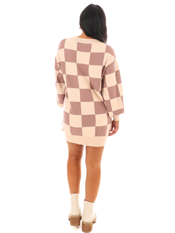 Easy Checks Sweater Mini Dress