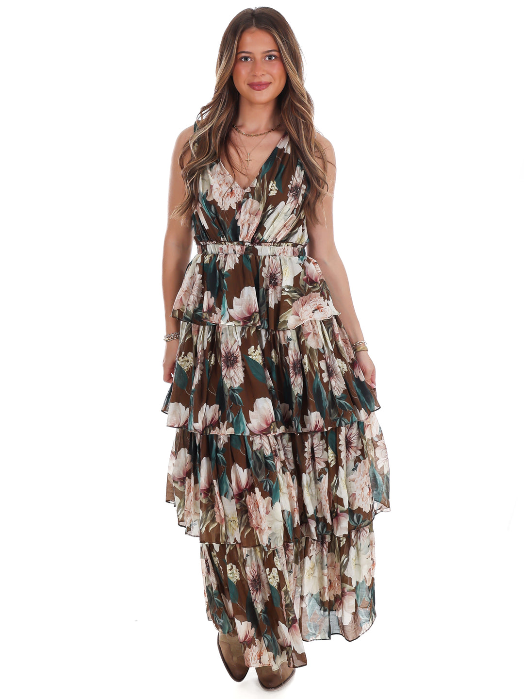 Country Estate Floral Tiered Maxi Dress