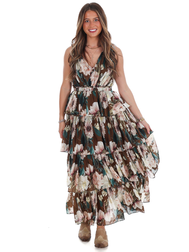 Country Estate Floral Tiered Maxi Dress