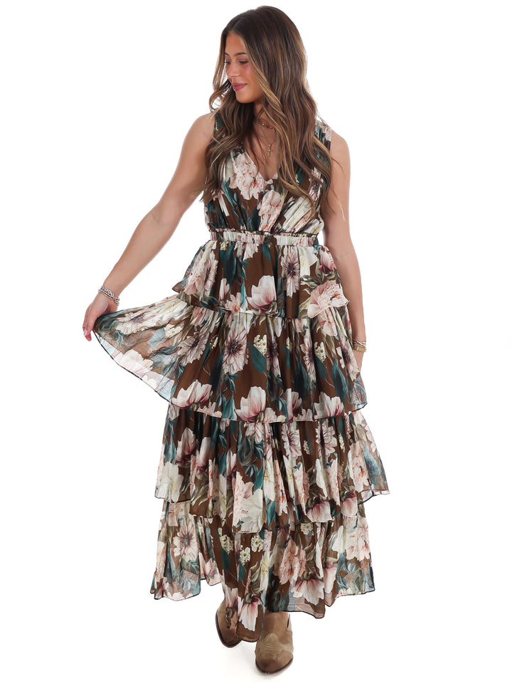 Country Estate Floral Tiered Maxi Dress