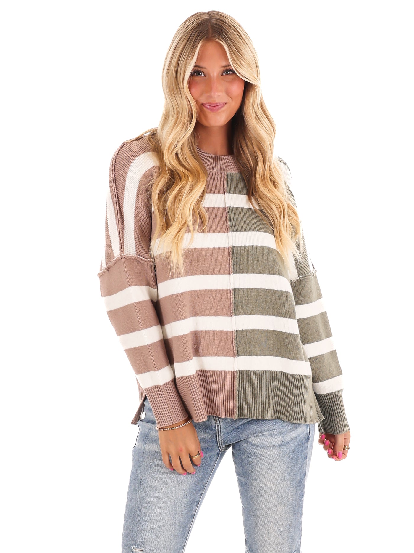 Stripes of Style Colorblock Sweater