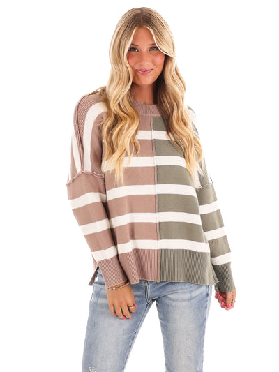 Stripes of Style Colorblock Sweater