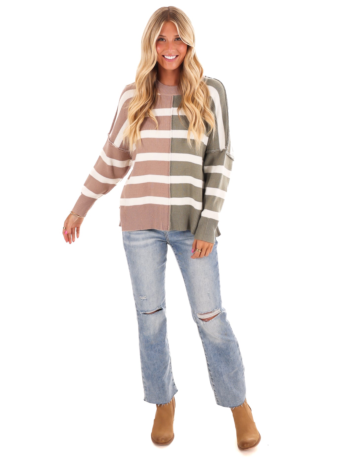 Stripes of Style Colorblock Sweater