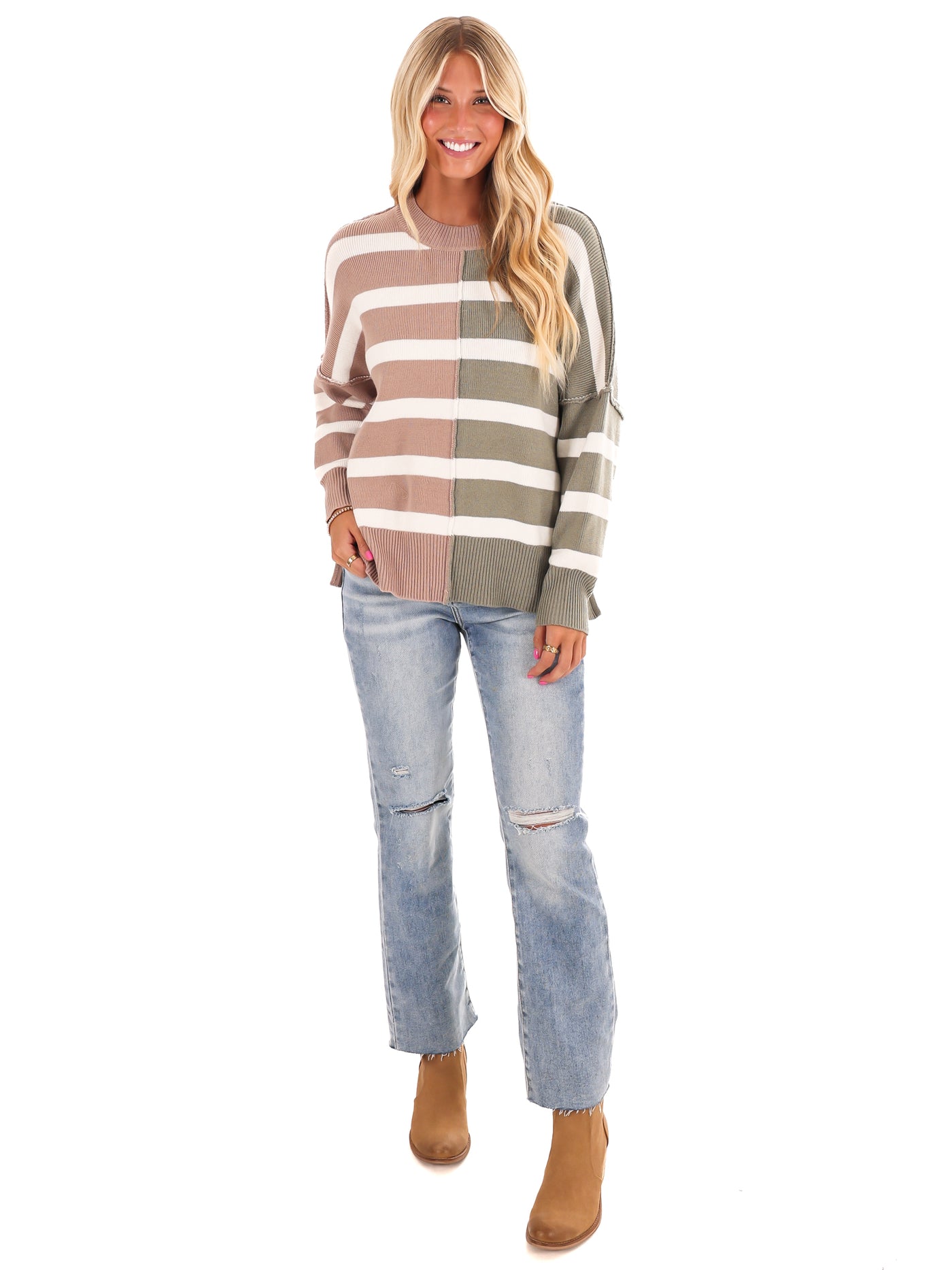 Stripes of Style Colorblock Sweater