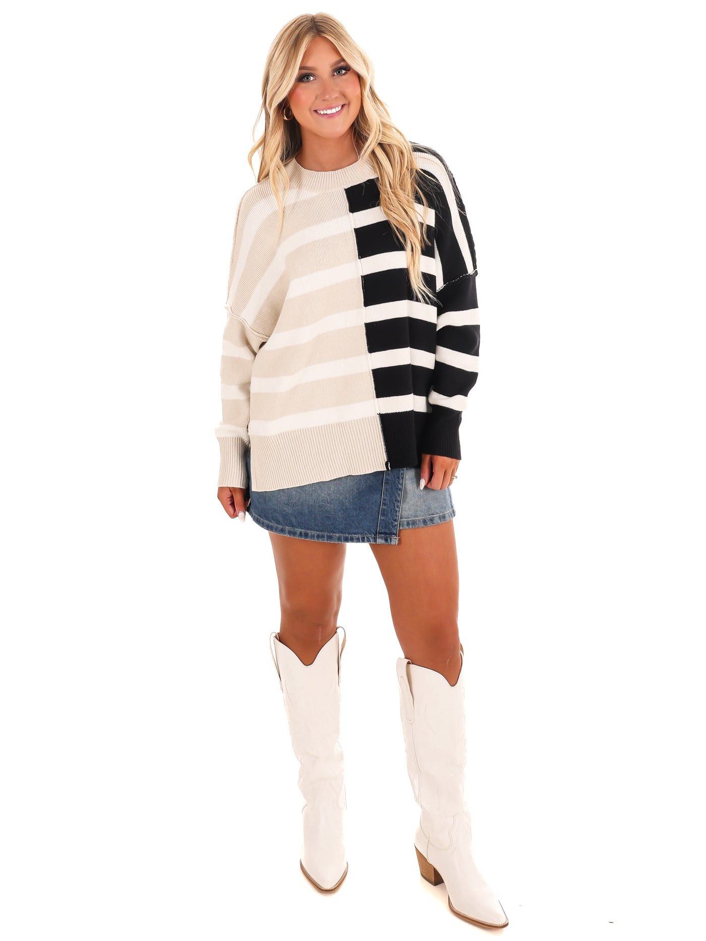 Stripes of Style Colorblock Sweater