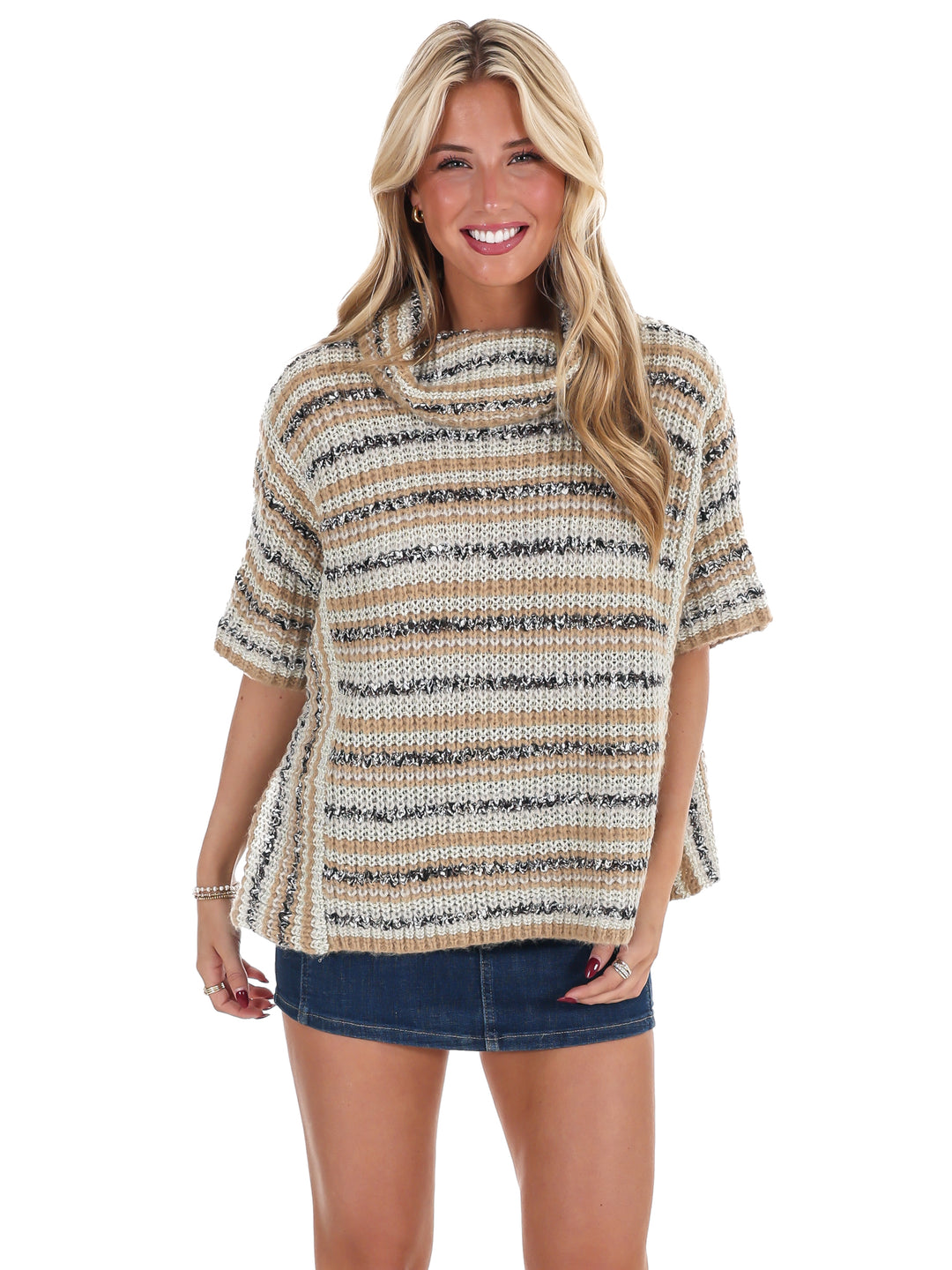 Cozy Lane Striped Turtleneck Sweater