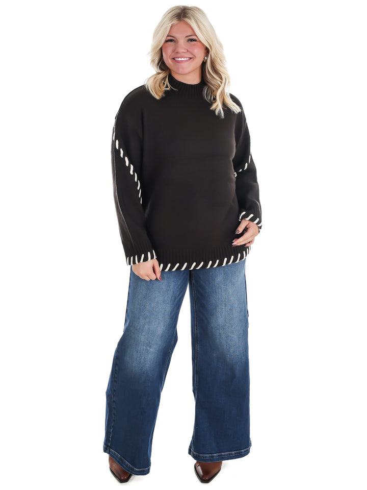 Pinky Promise Mock Neck Sweater
