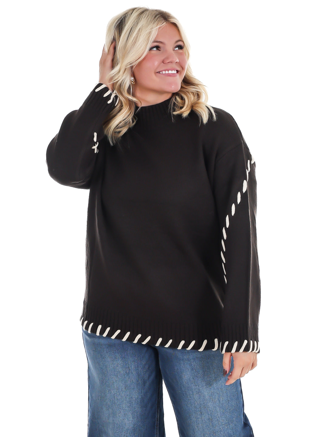 Pinky Promise Mock Neck Sweater