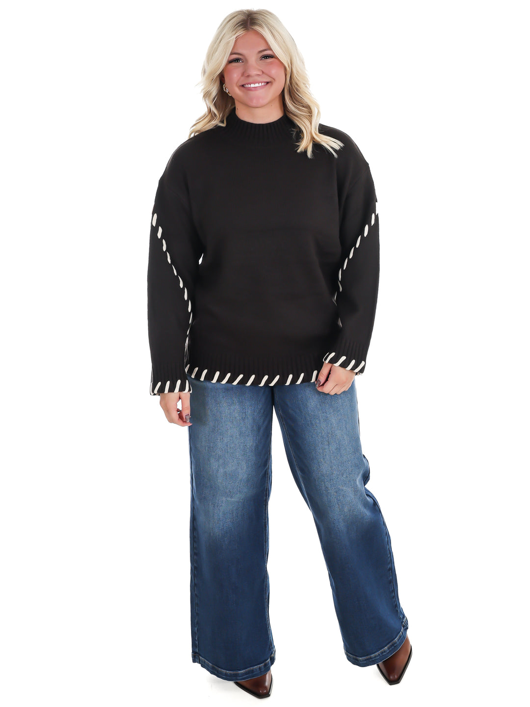 Pinky Promise Mock Neck Sweater