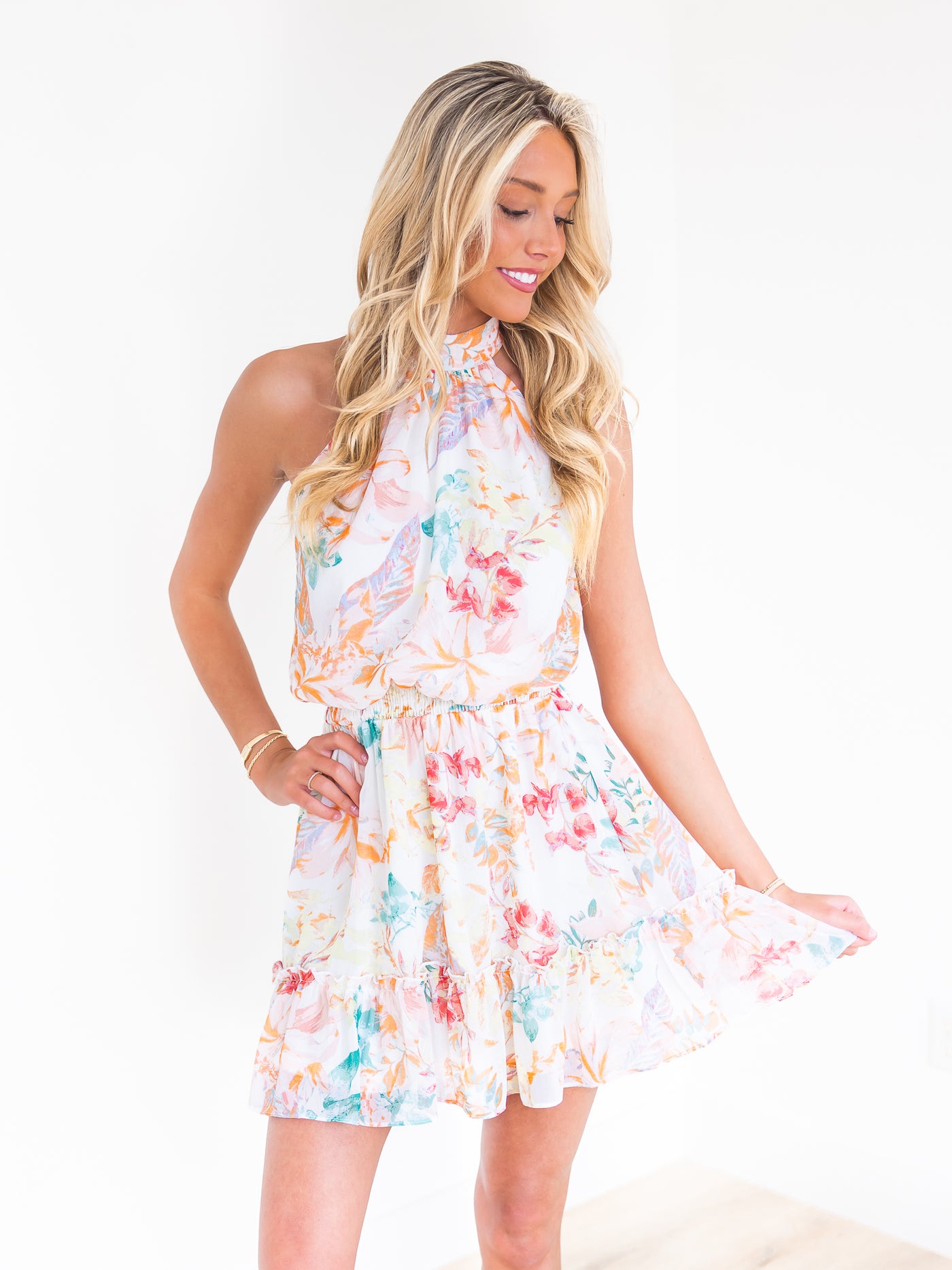 How You Know Floral Halter Dress