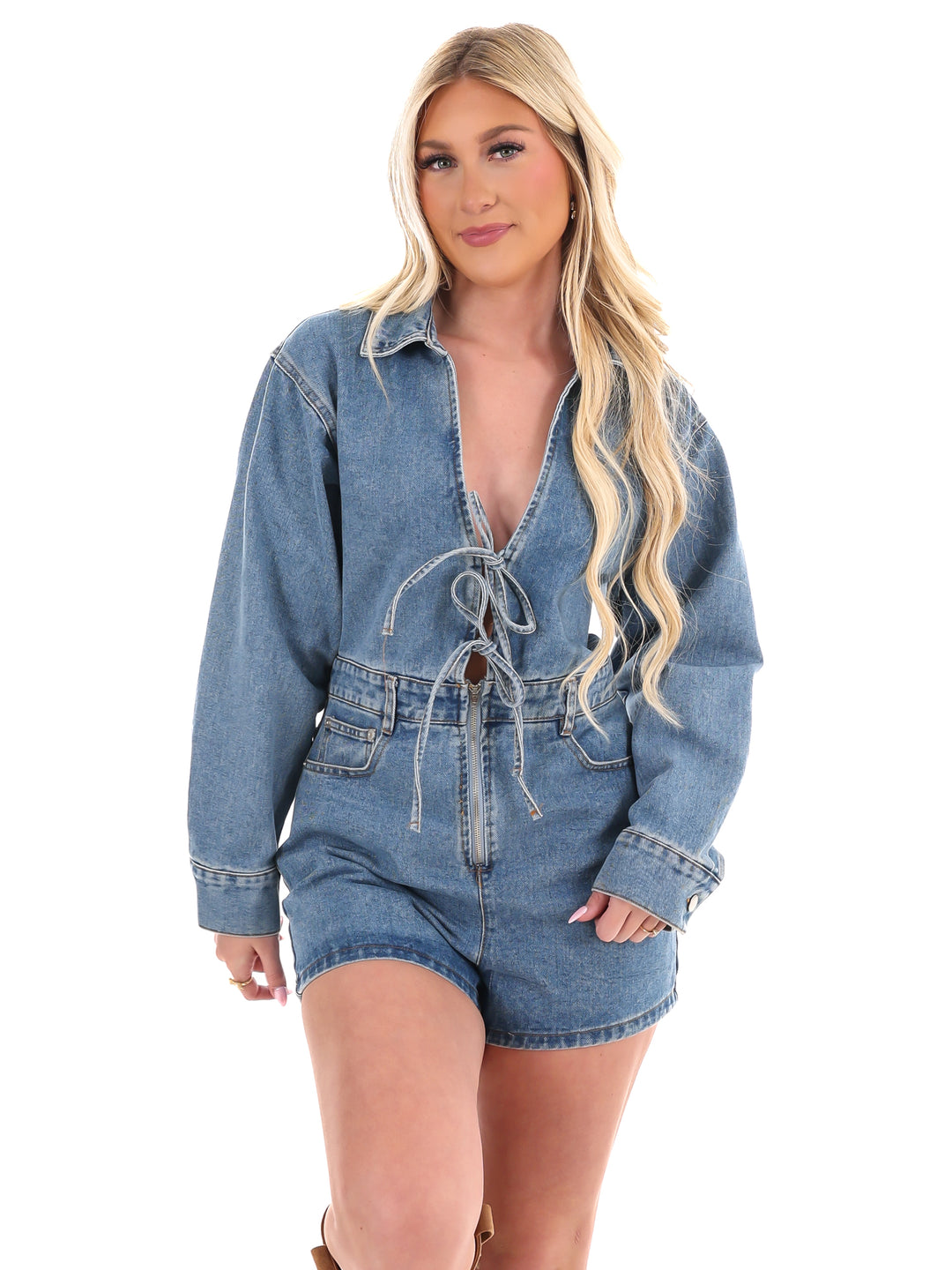 Came Prepared Denim Romper