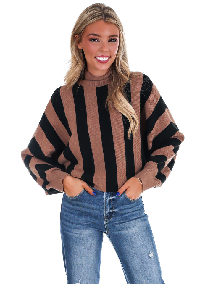 Take A Breath Stripe Turtleneck Sweater