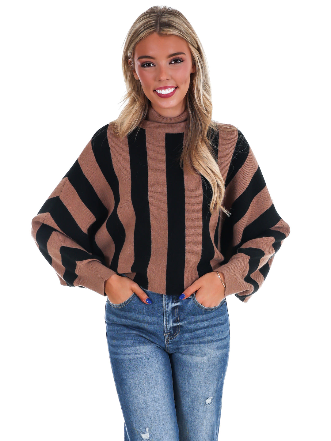 Take A Breath Stripe Turtleneck Sweater