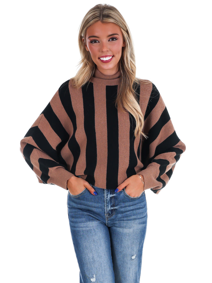 Take A Breath Stripe Turtleneck Sweater