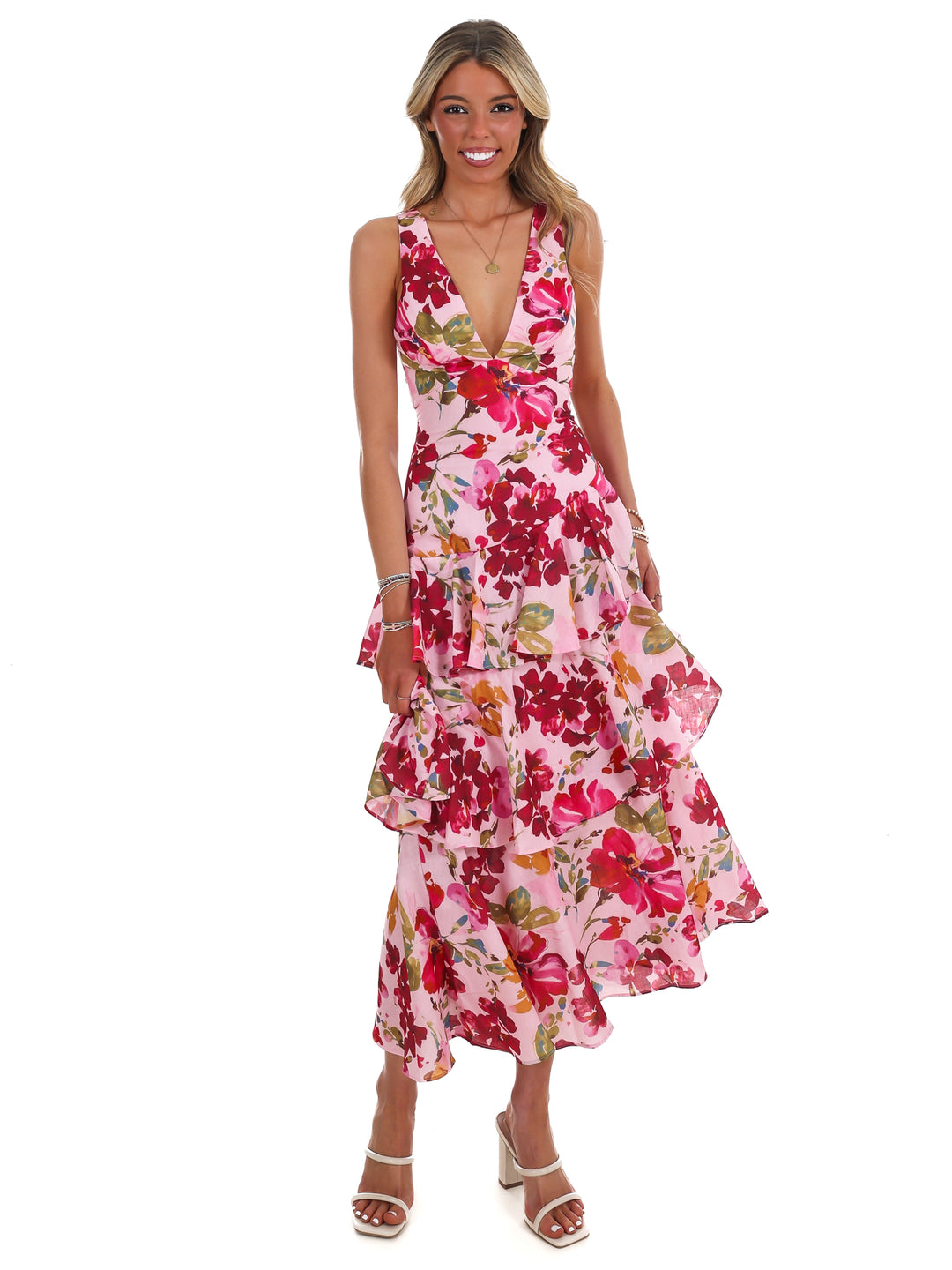 Close to Heart Floral Tiered Maxi Dress