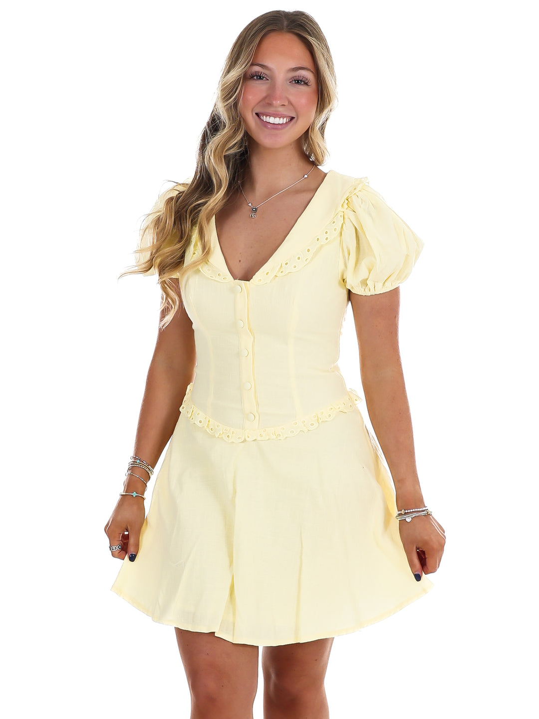 Good Mood Eyelet Mini Dress
