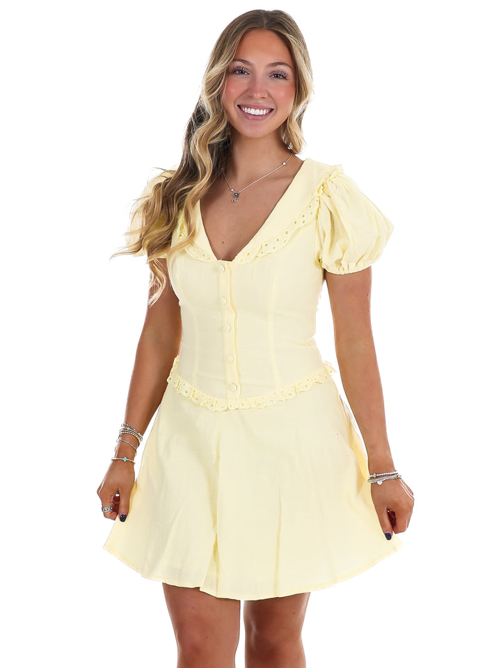 Good Mood Eyelet Mini Dress