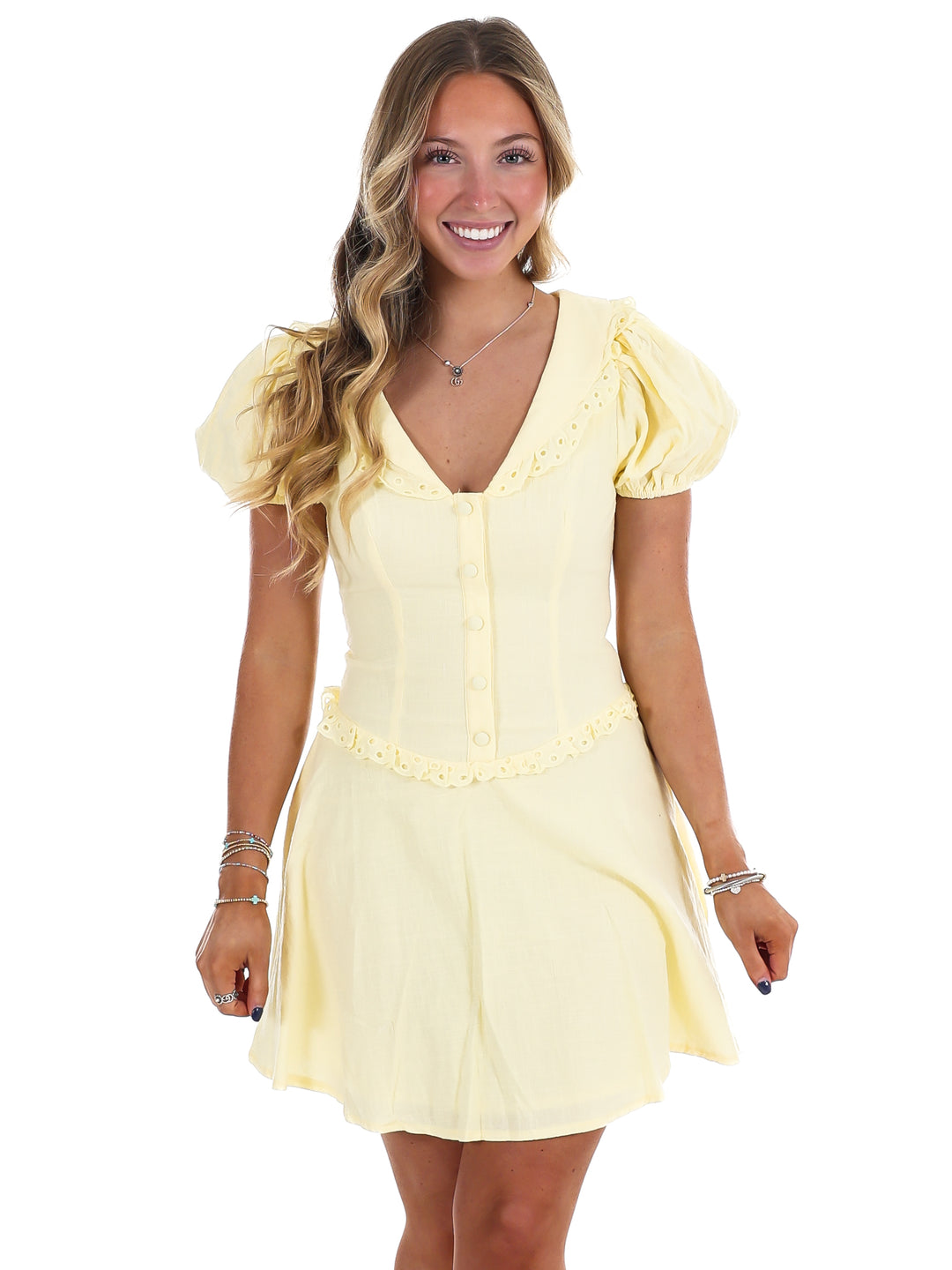 Good Mood Eyelet Mini Dress