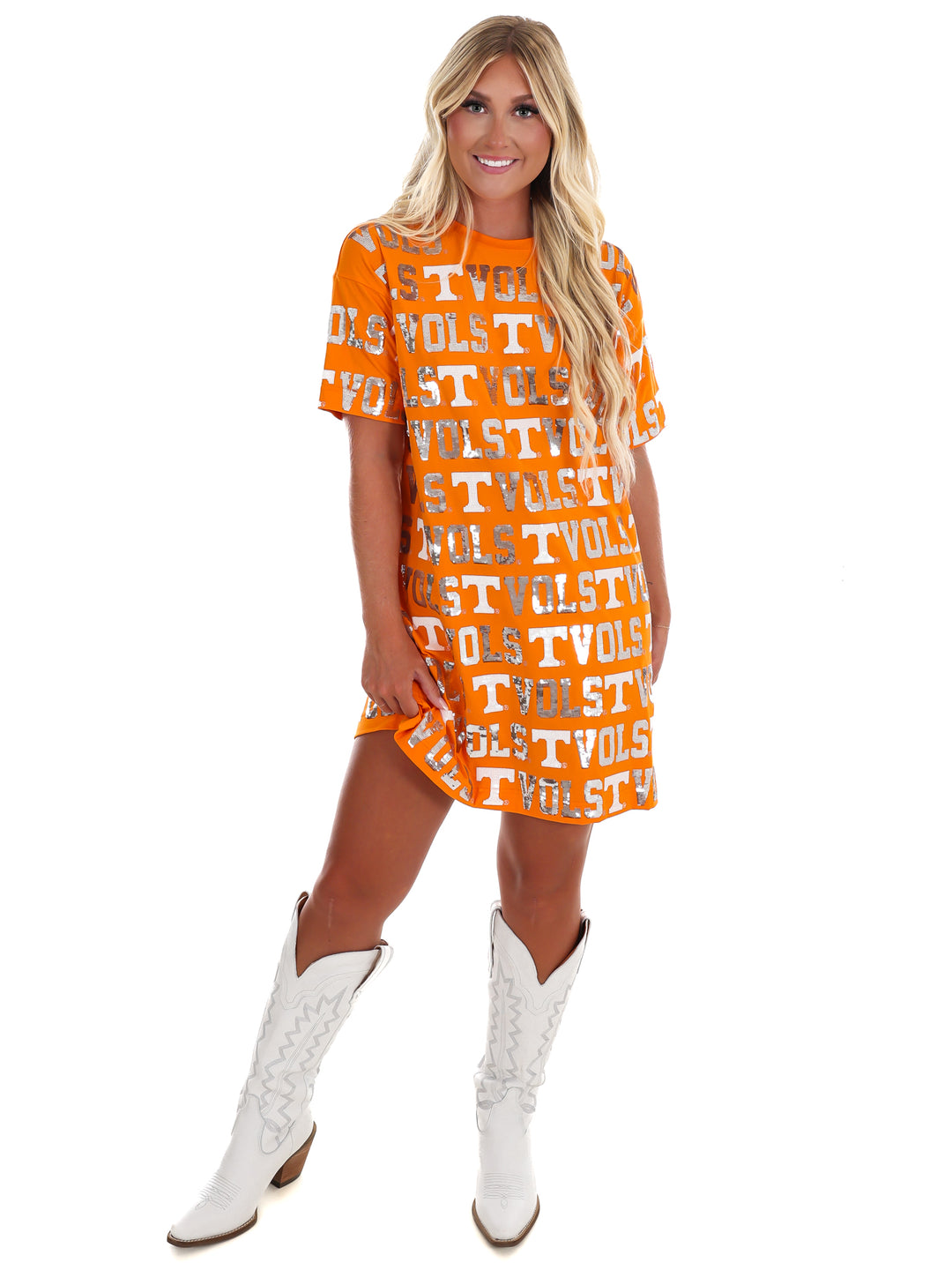 The Tennessee Sequin Repeat T-Shirt Dress
