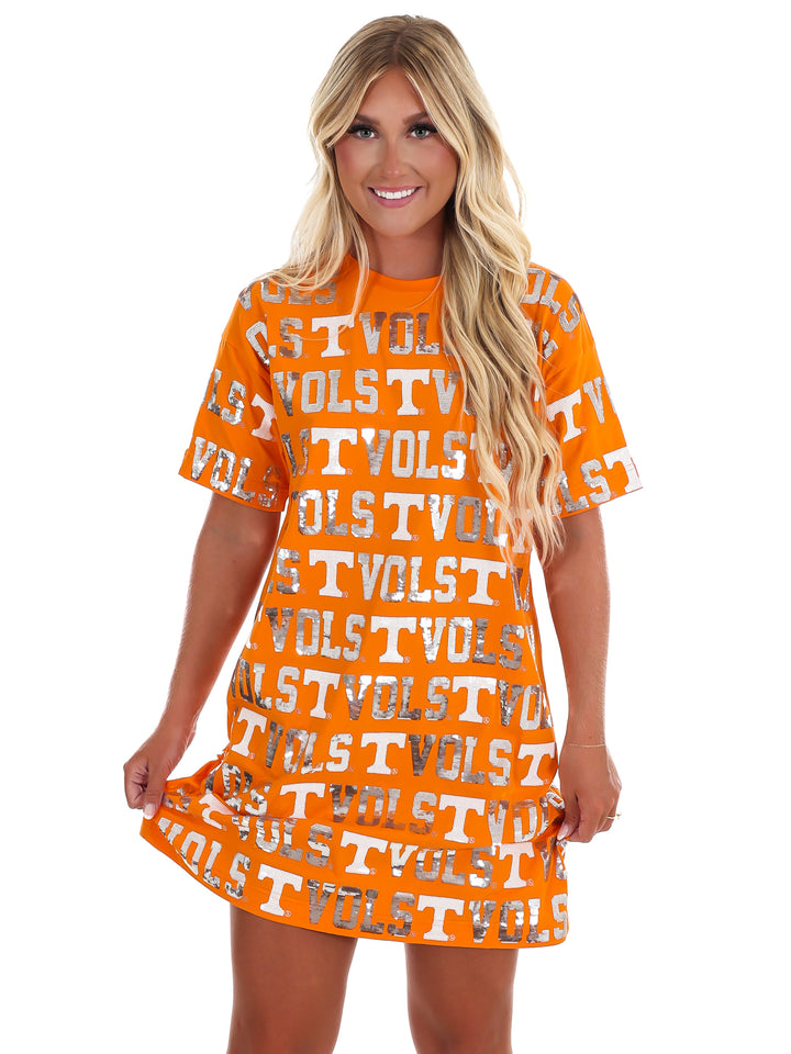 The Tennessee Sequin Repeat T-Shirt Dress